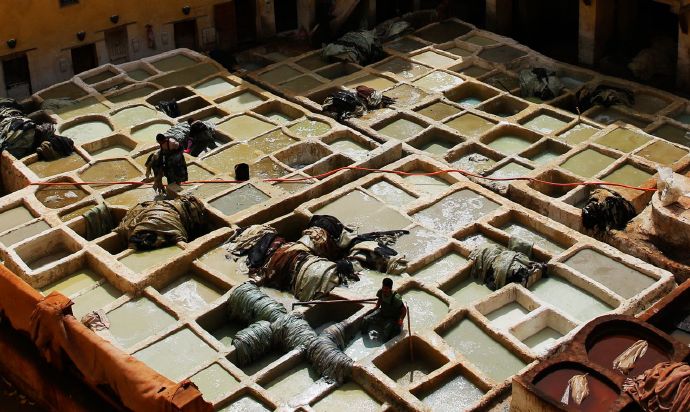 摩洛哥皮革大染坊菲斯 (摩洛哥的皮革染坊)