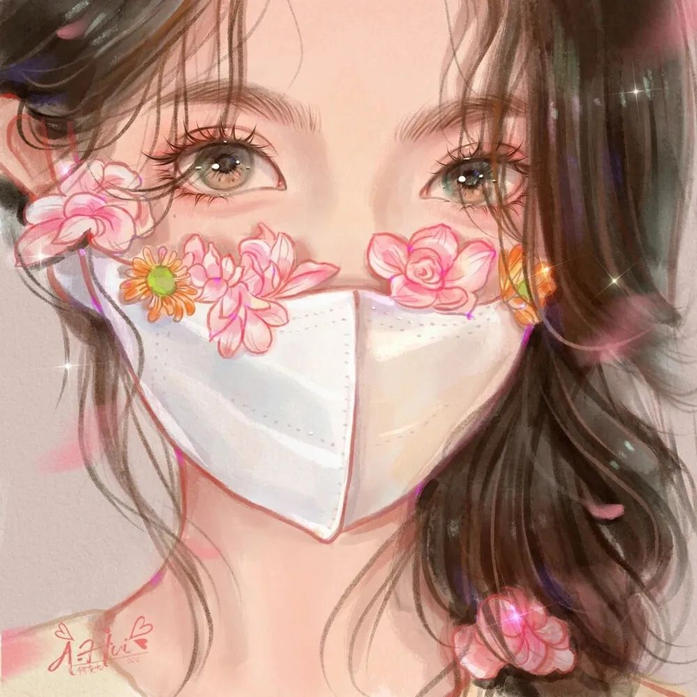 戴口罩情侣图片头像一对,戴帽子和口罩情侣头像黑白动漫