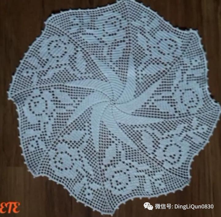 针织钩花小桌布,毛线编织钩花桌布图案