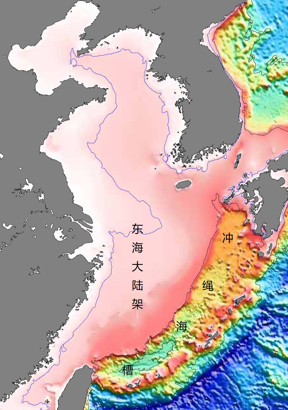 中国东海大陆架垂直图,东海大陆架有多少海里