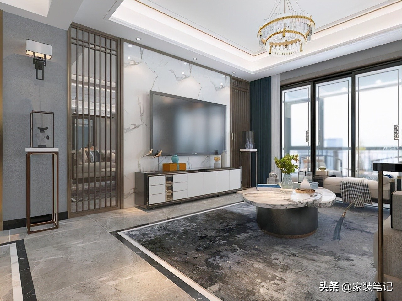 十大经典客厅设计,中式客厅吊顶效果图大全2021款