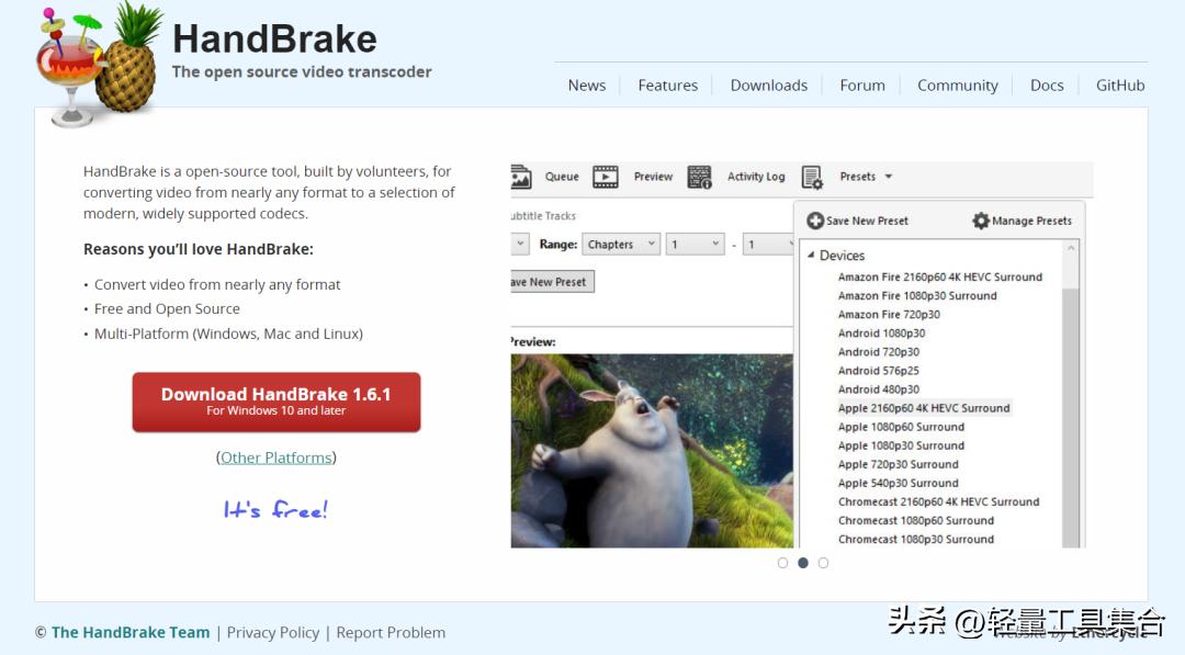 HandBrake视频转码工具无损压缩软件无损格式转换器Win+Mac