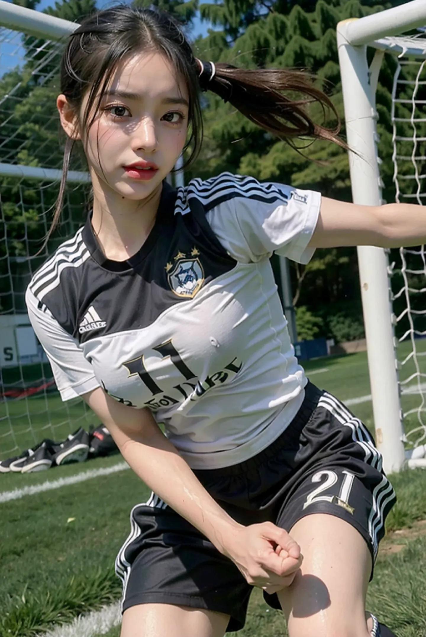 足球场上惊艳的女孩,足球场上的漂亮女孩