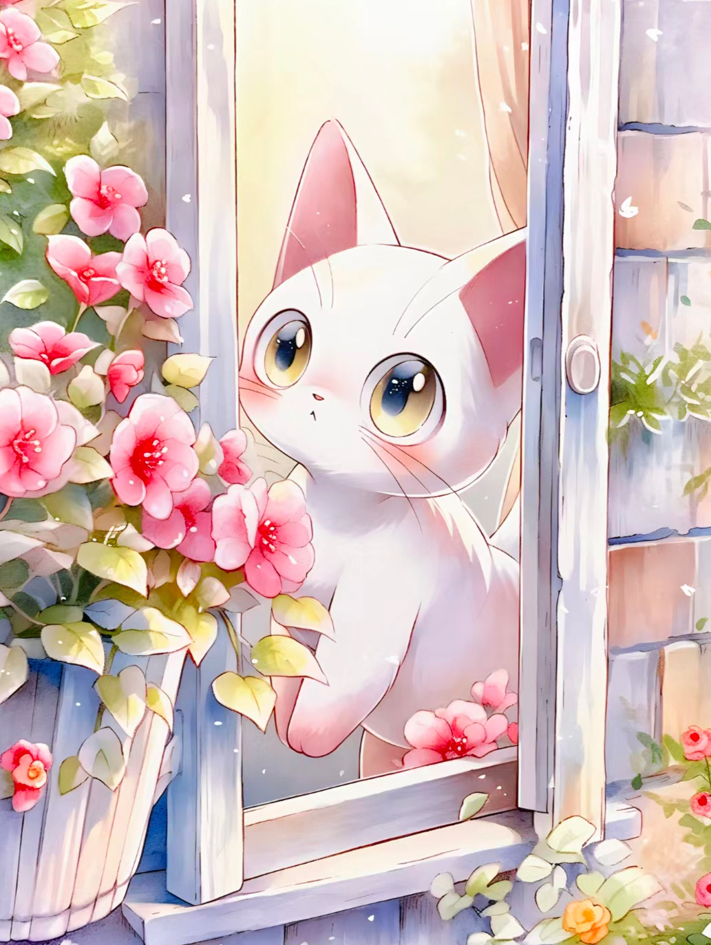 猫咪高清壁纸4k全屏60帧,萌萌哒粉色花篮里的猫咪图片壁纸