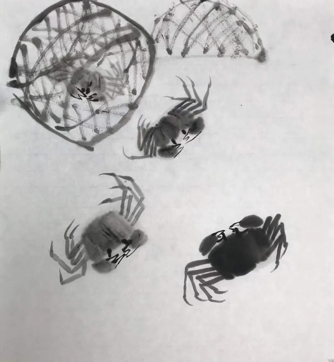 国画教程螃蟹的写意画法,写意国画熟螃蟹的画法步骤图片