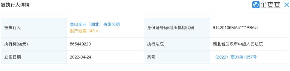 跨界冰雪旅游梦碎？老牌鄂企奥山新增被执行5.65亿元