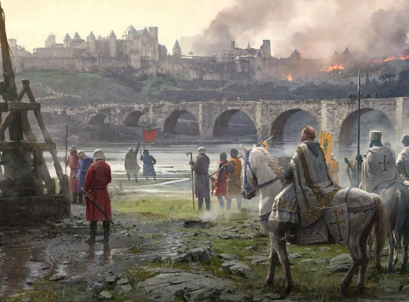 中世纪哥特式建筑风格的建筑绘画,欧洲宫廷风建筑绘画