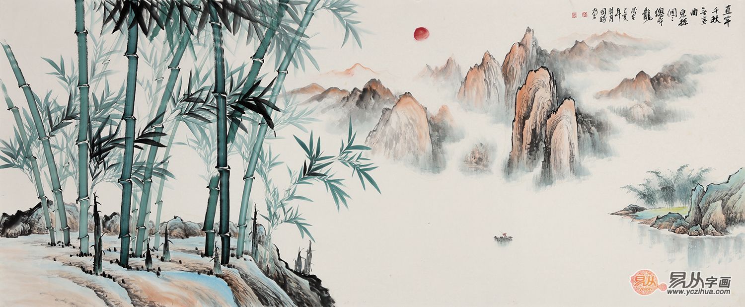 客厅沙发墙挂画山水画,沙发背景墙写意山水画图片