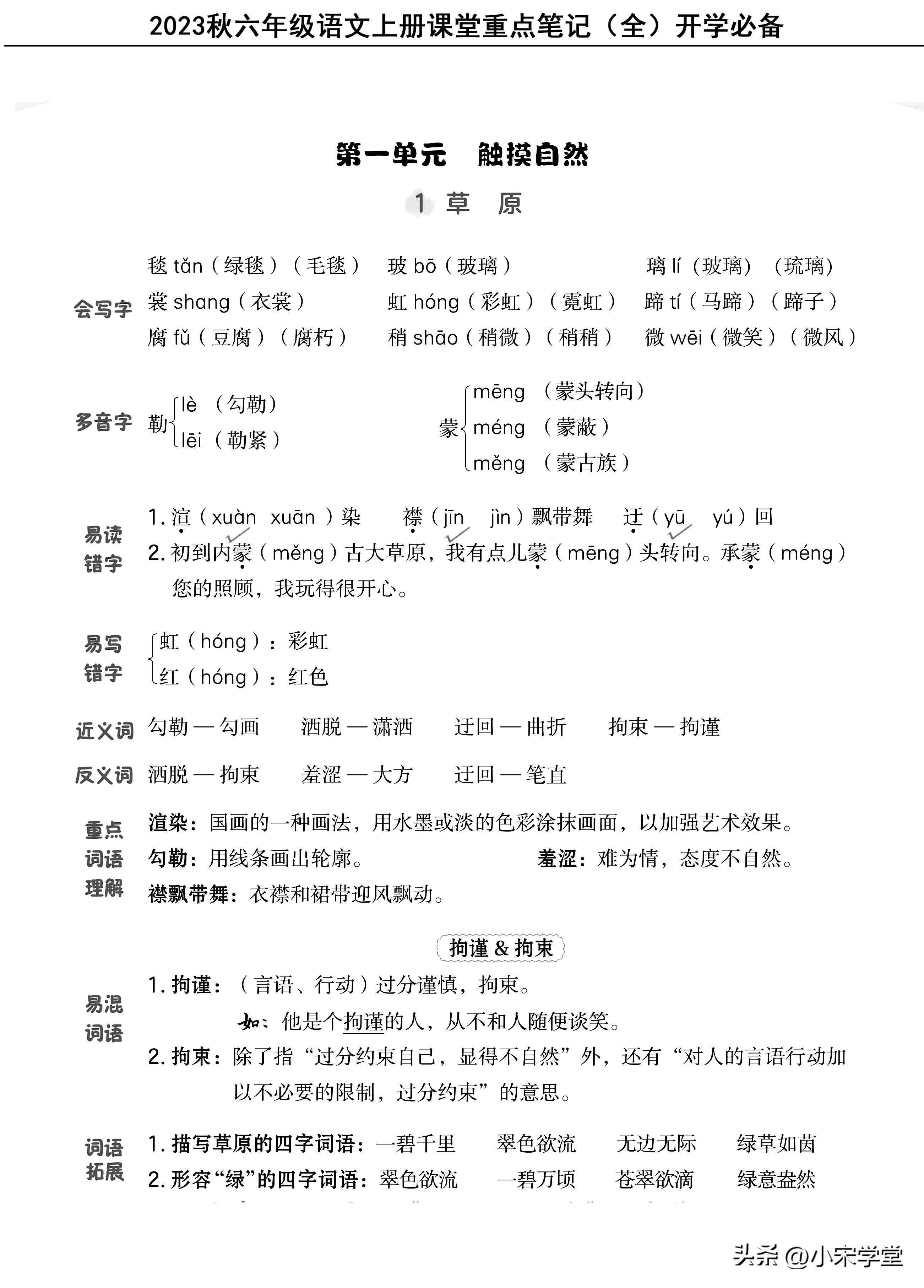 六年级上册语文人教版总复习考点,六年级上册语文重点知识总结2021