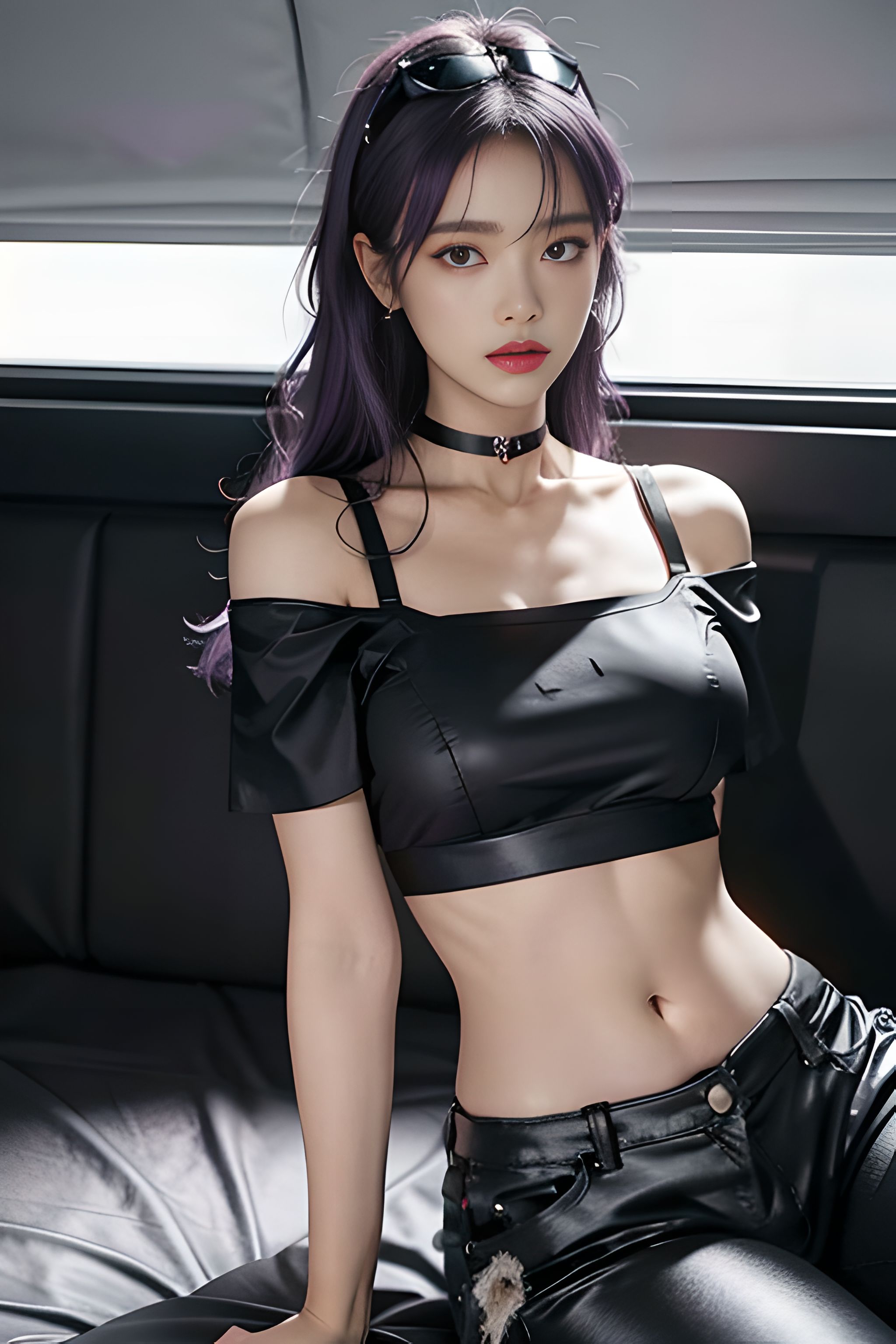 吊带上衣和紧身裤子拉丁舞服,黑色吊带背心蓝色紧身裤