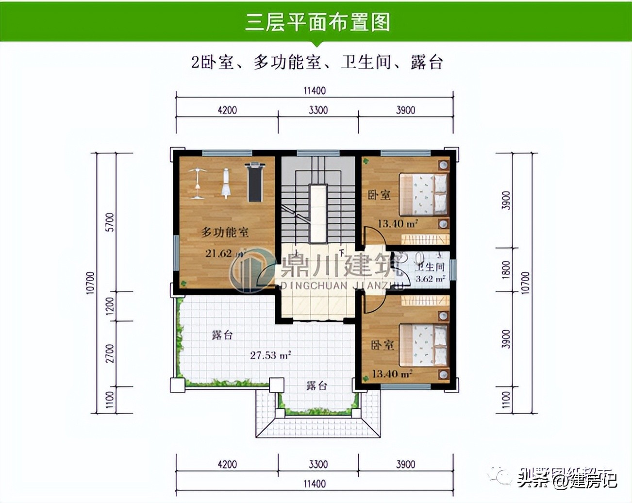 新中式风三层超大露台的别墅外观,推荐一款经济又实用通透三层别墅