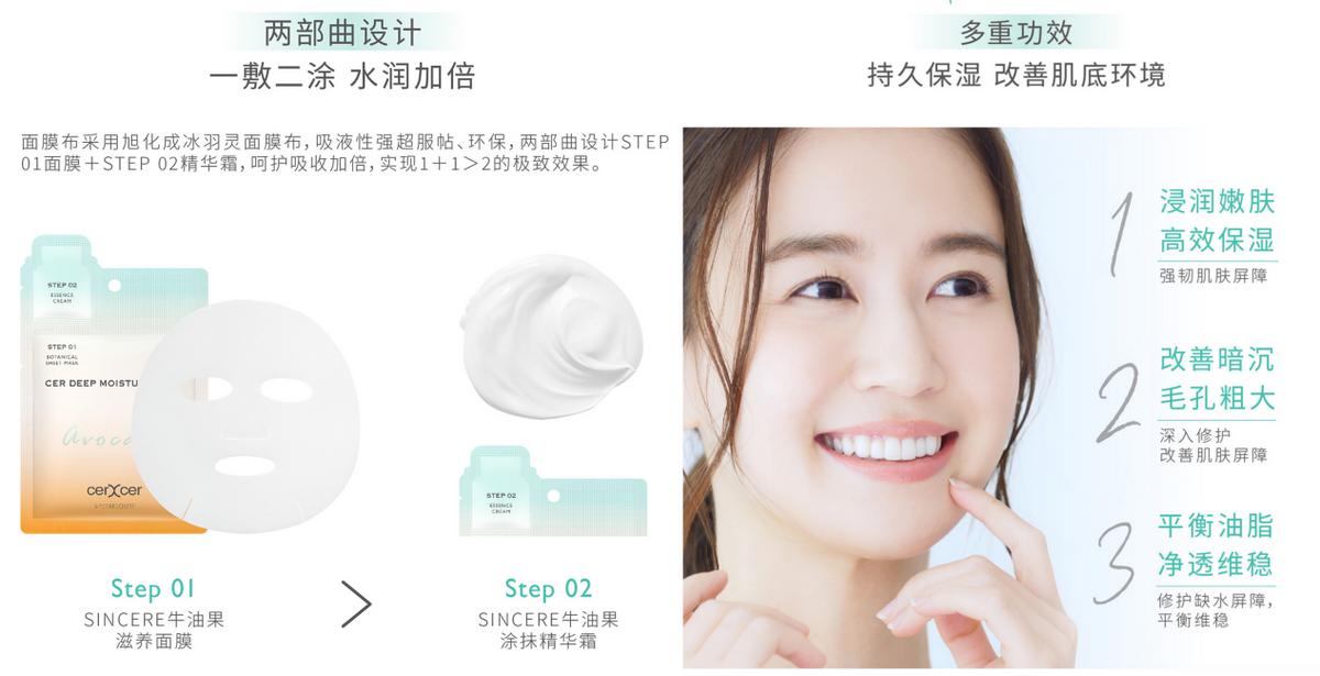 走近温和养肤的SINCERECOSME森皙雅品牌牛油果两部曲面膜