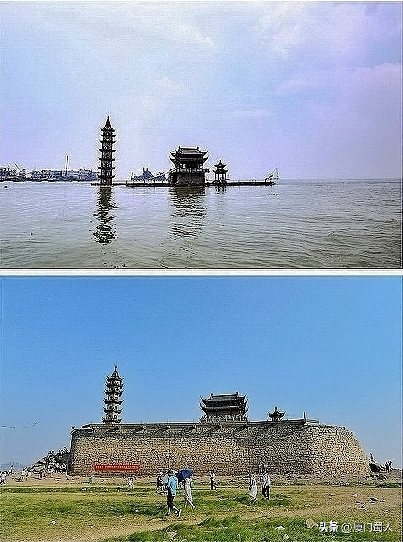 鄱阳湖千年石岛落星墩古建筑,鄱阳湖落星墩全景