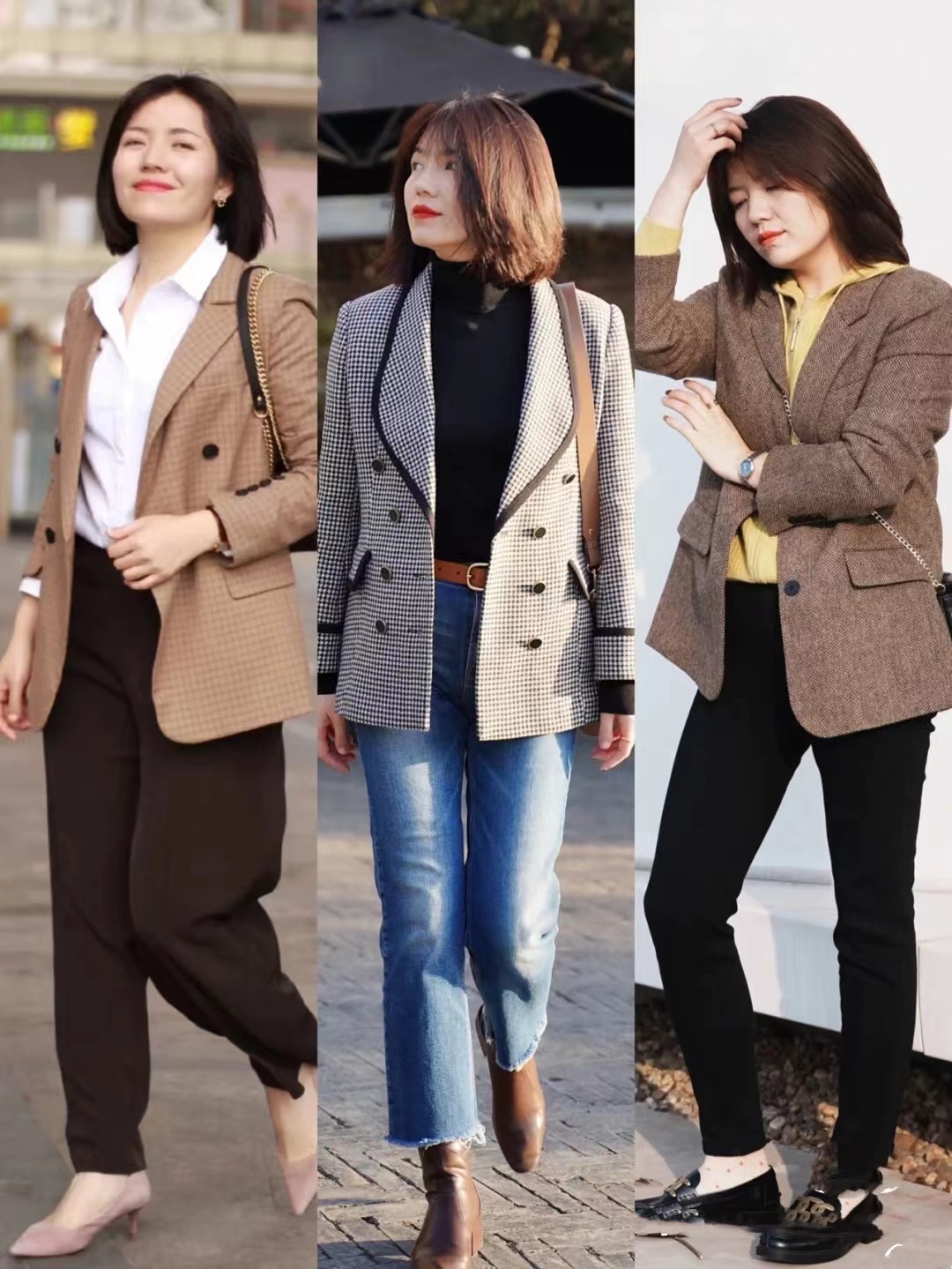 秋冬职场穿搭女高级气质微胖西服,170高个子微胖女生西服套装