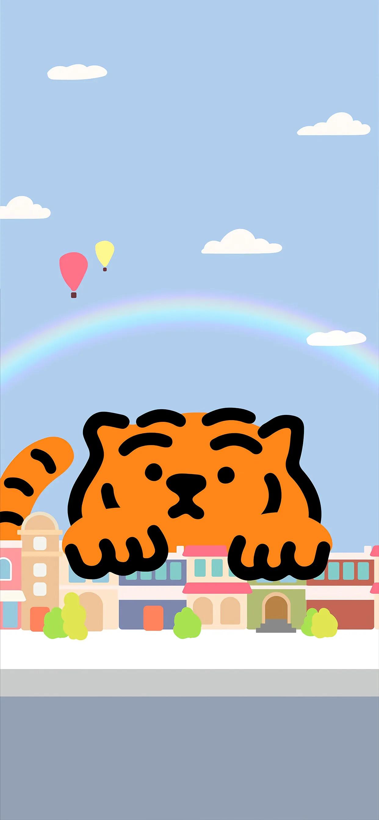 手机壁纸小老虎红色,小老虎万事如意壁纸