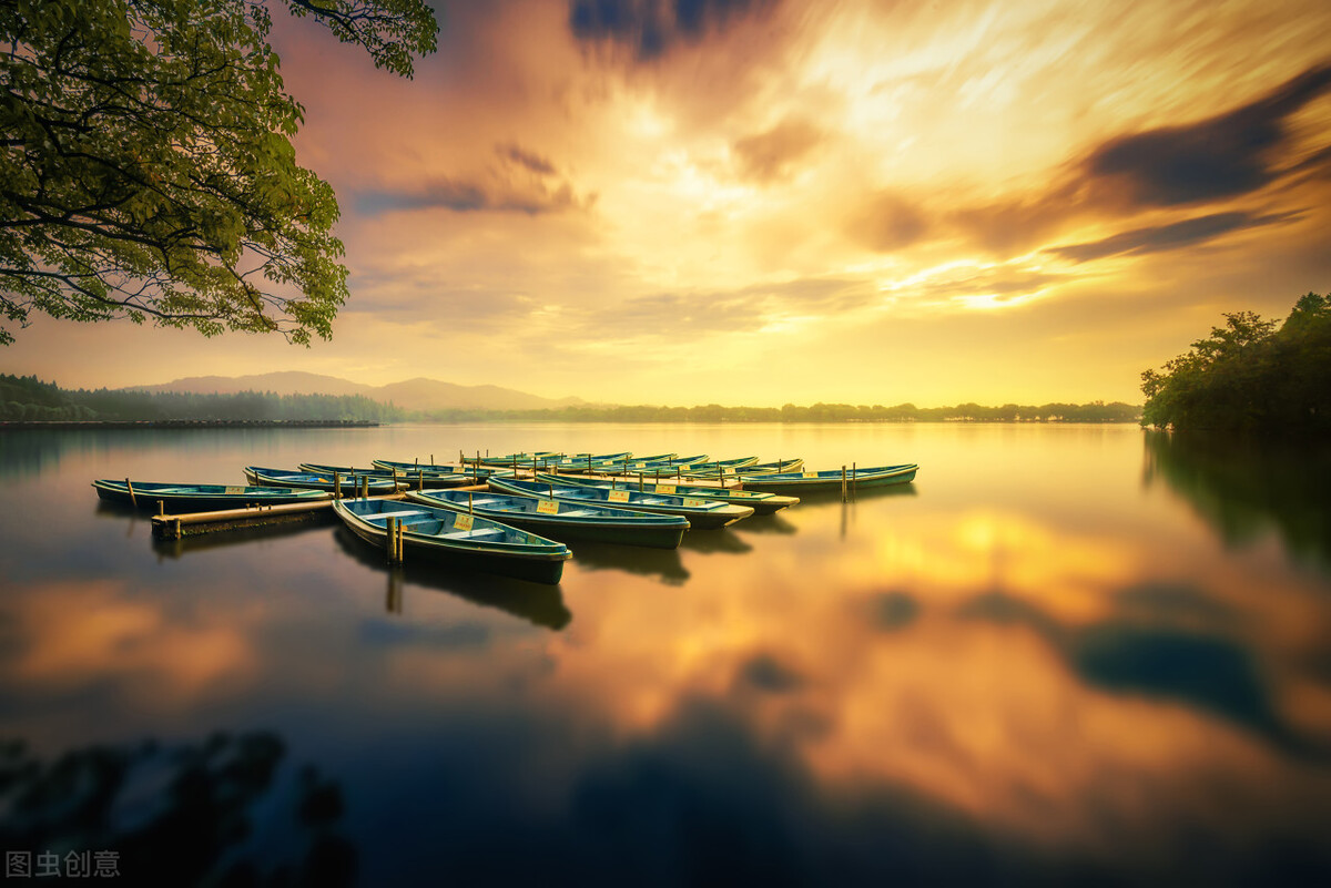 西湖断桥风景美图,西湖三月天美图