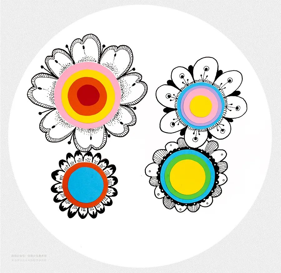 春季儿童画简单又漂亮,花儿朵朵线描儿童画