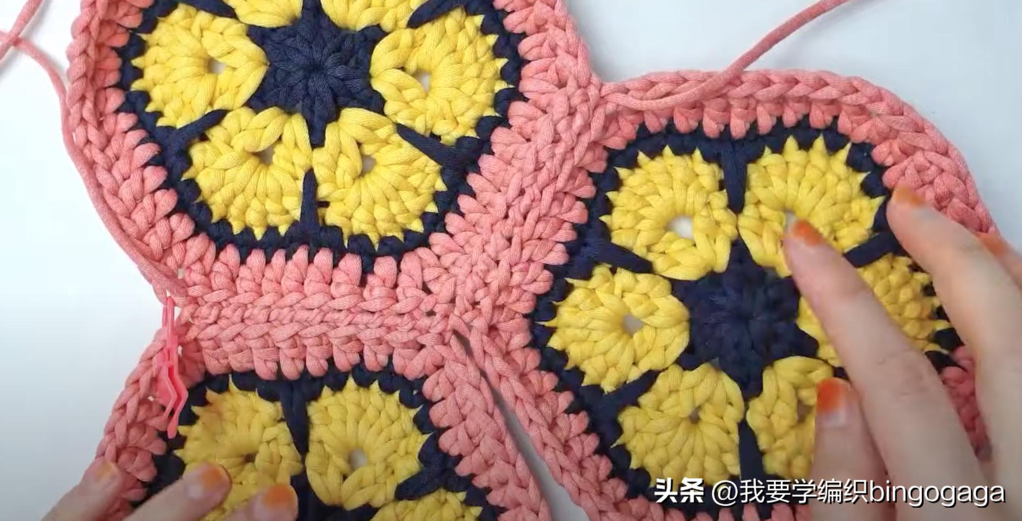 祖母方格小包包拼接编织教程,方形镂空小花包编织教程