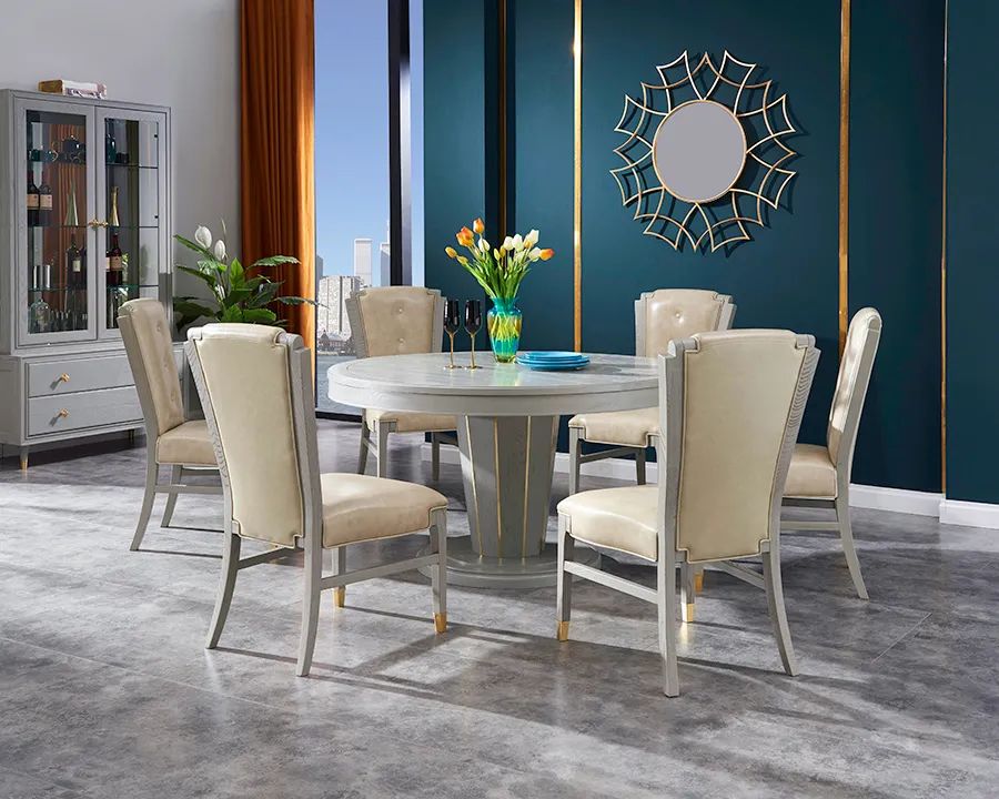 匠心全实木餐桌椅组合现代简约,实木餐桌椅高档奢华