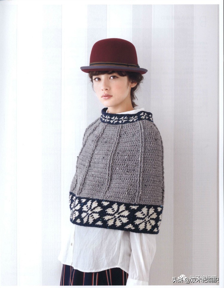 编绳斗篷披肩加厚冬款,斗篷保暖披肩棒针编织教程