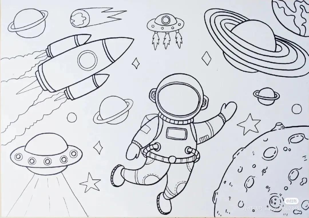 关于中国航天科技创新的绘画,描绘中国航天未来发展绘画