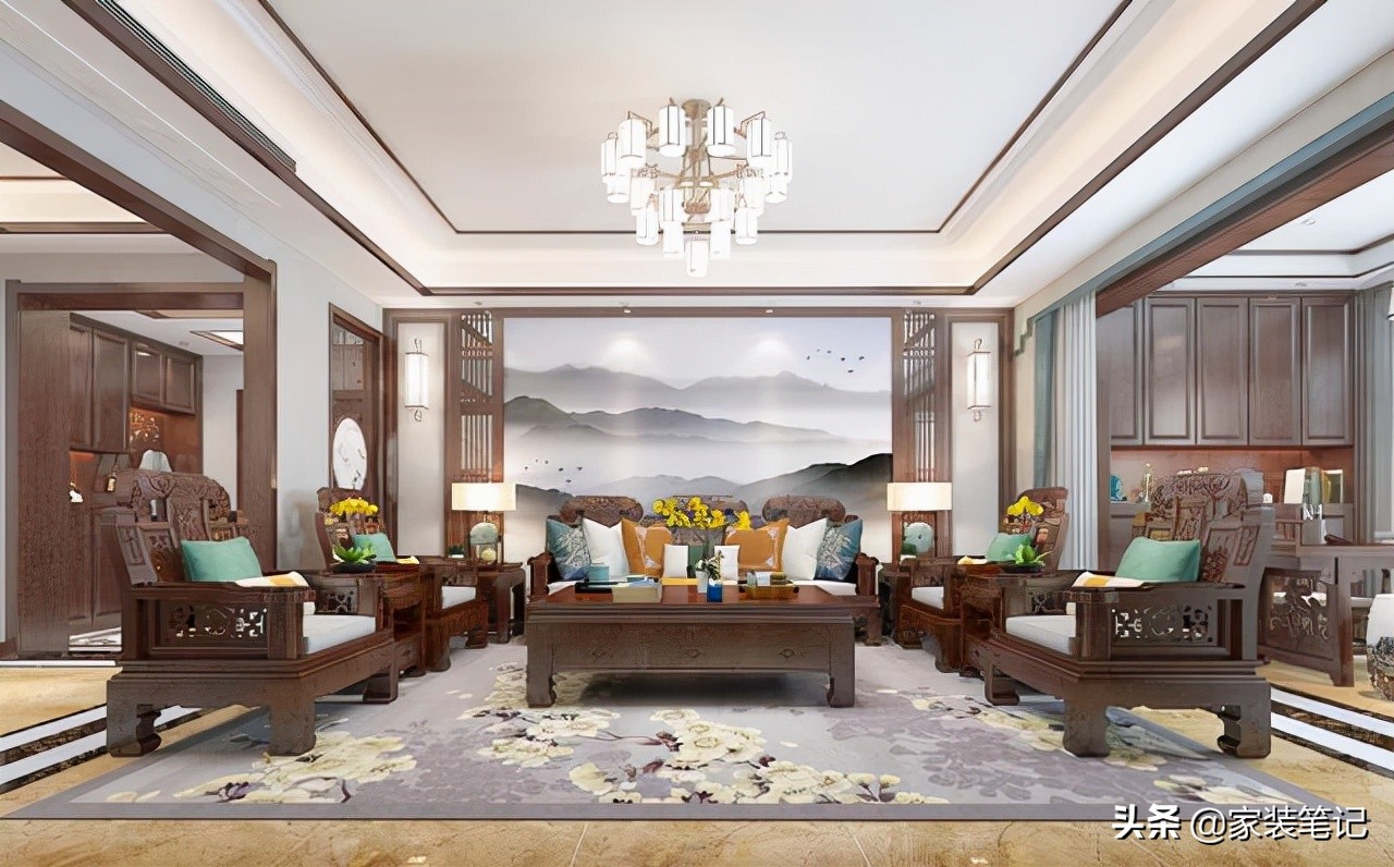 十大经典客厅设计,中式客厅吊顶效果图大全2021款