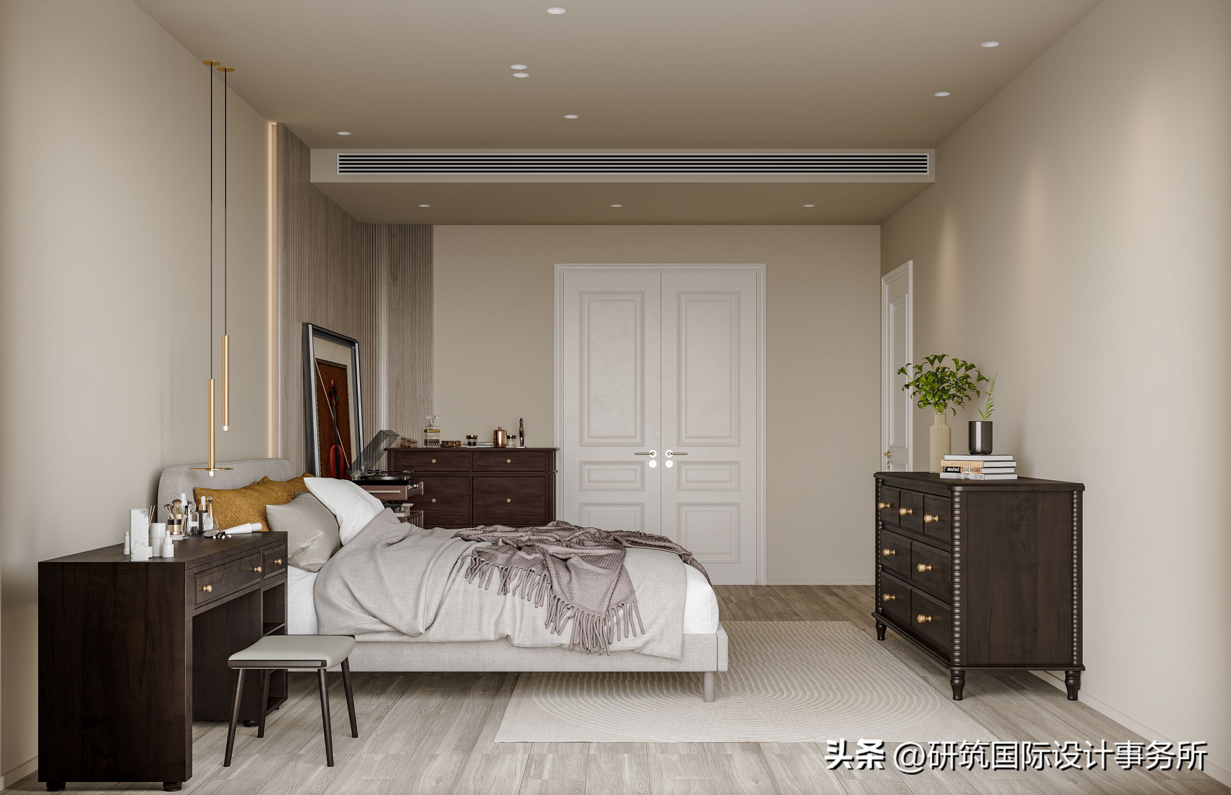 180平中式混搭,经典美式风格家具搭配墙面效果图