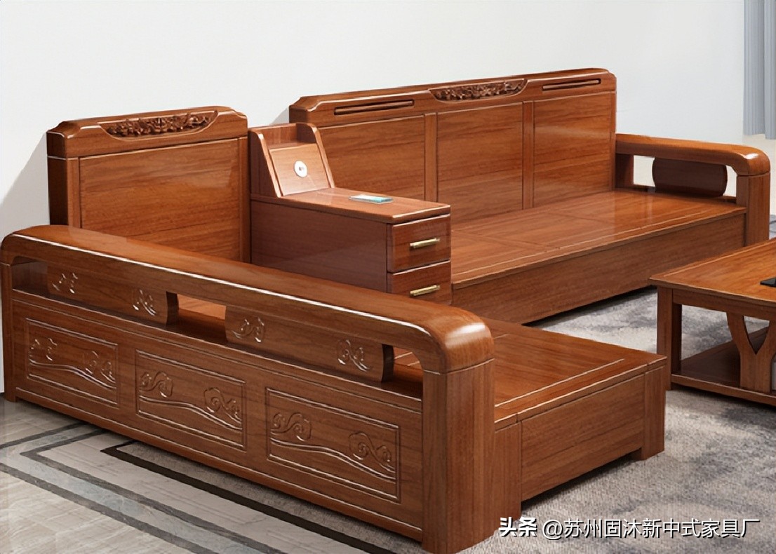 江苏简约新中式实木沙发,实木沙发小户型中式家具