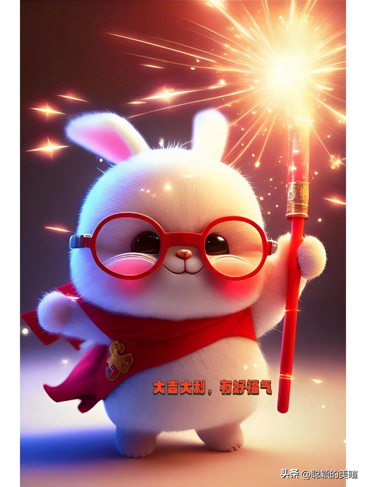 小兔子乖乖，把财门开开。福禄都进来，快乐又开怀。