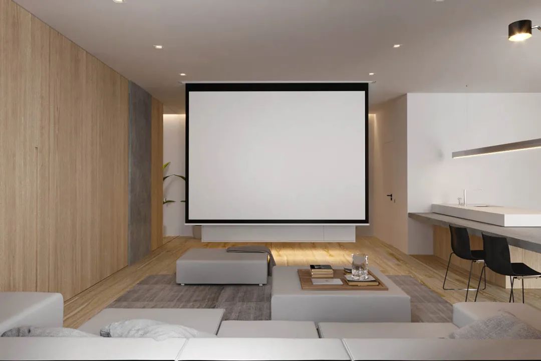 客厅背景墙收纳柜投影仪,50平米投影仪装修效果图大全