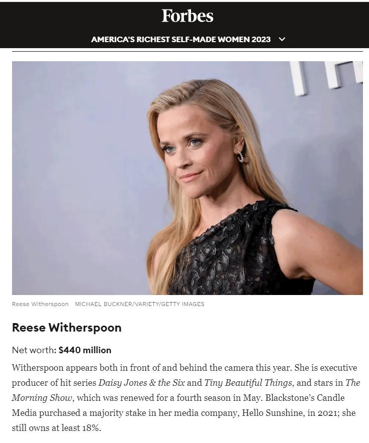 全球十大最富有女演员,全球最有钱人