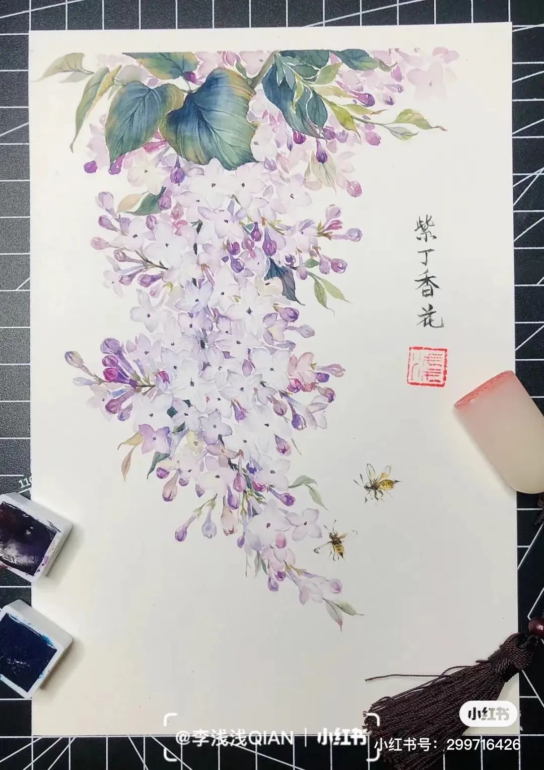 水彩中国风风景简单,古风水彩花卉简单又好看