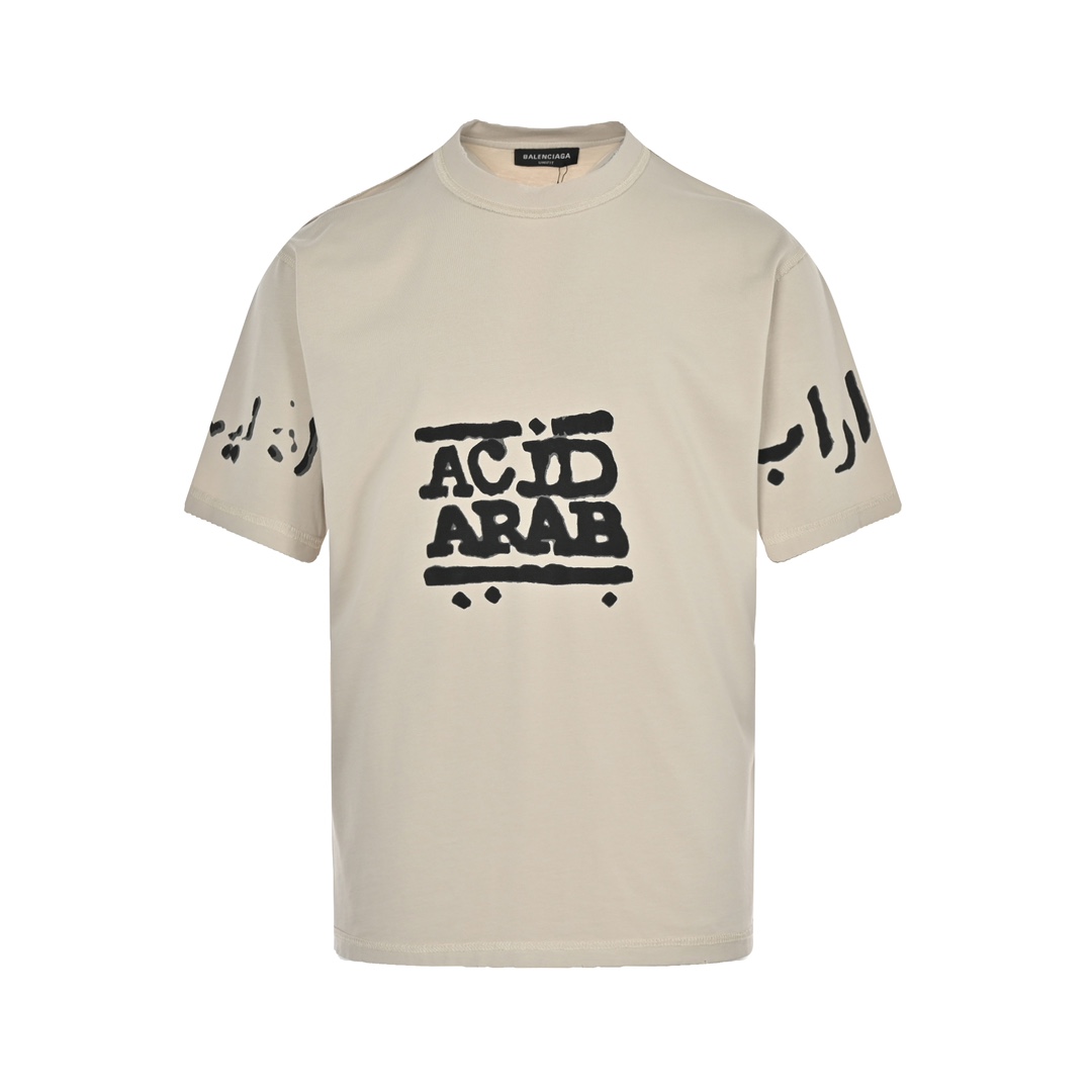 balenciaga巴黎家字母印花短袖,balenciaga短袖新款泼墨印花