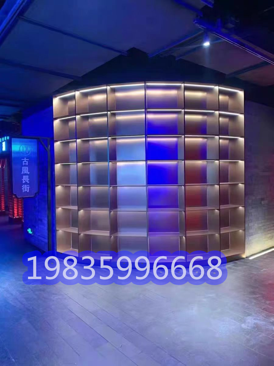 轻奢铝板书柜,铝板书柜茶柜一体