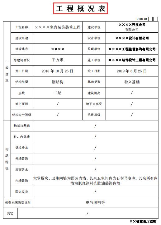 装饰工程验收表格范本,室内装修装饰工程验收表格