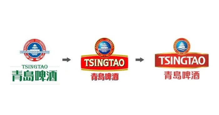 青岛啤酒标志设计图,青岛啤酒酒标的故事