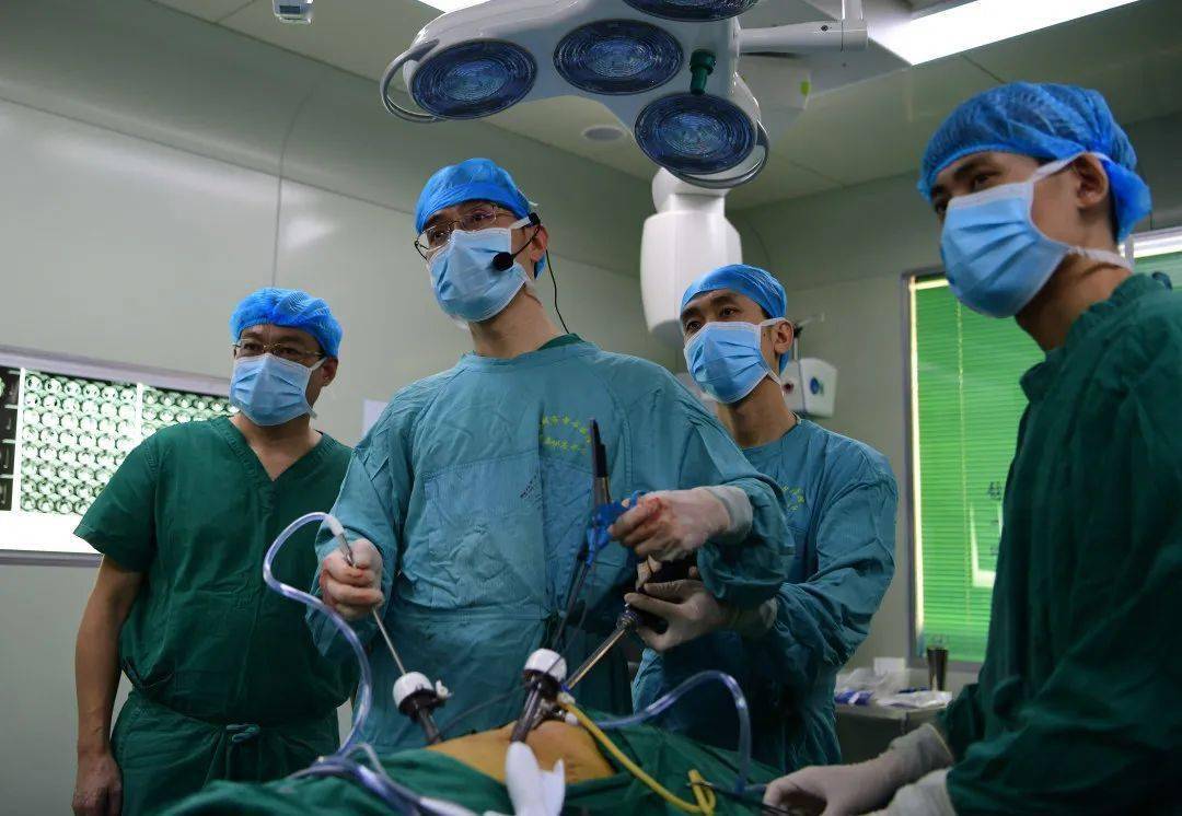 腹腔镜肾切除示意图,腹腔镜肾脏部分切除术