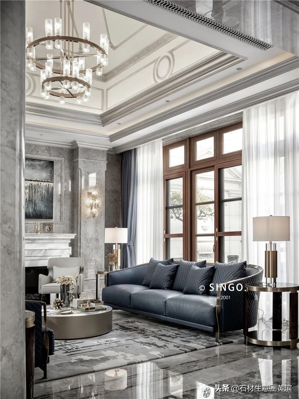 法式轻奢别墅大理石什么颜色好看,大理石法式轻奢