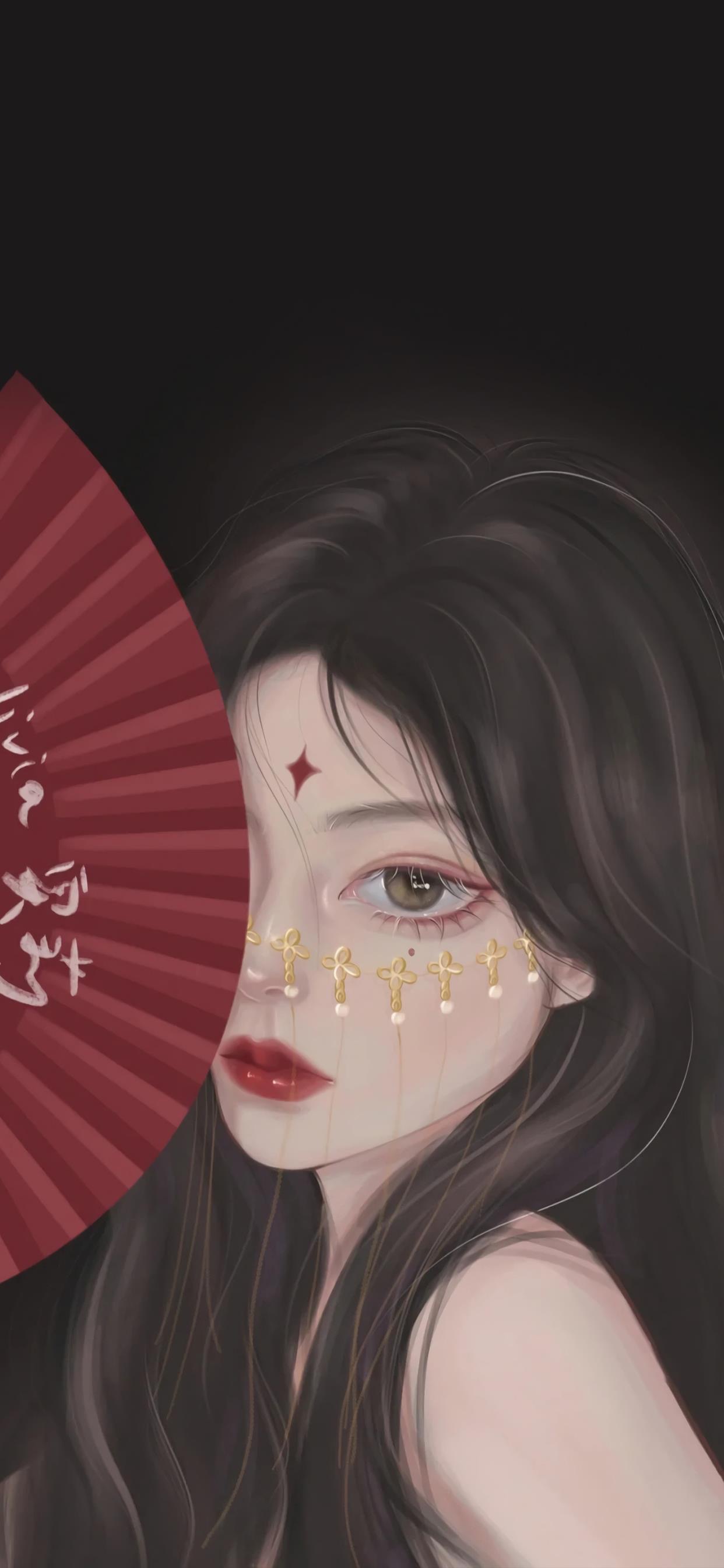 高级感壁纸女生插画,少女的柔情插画壁纸