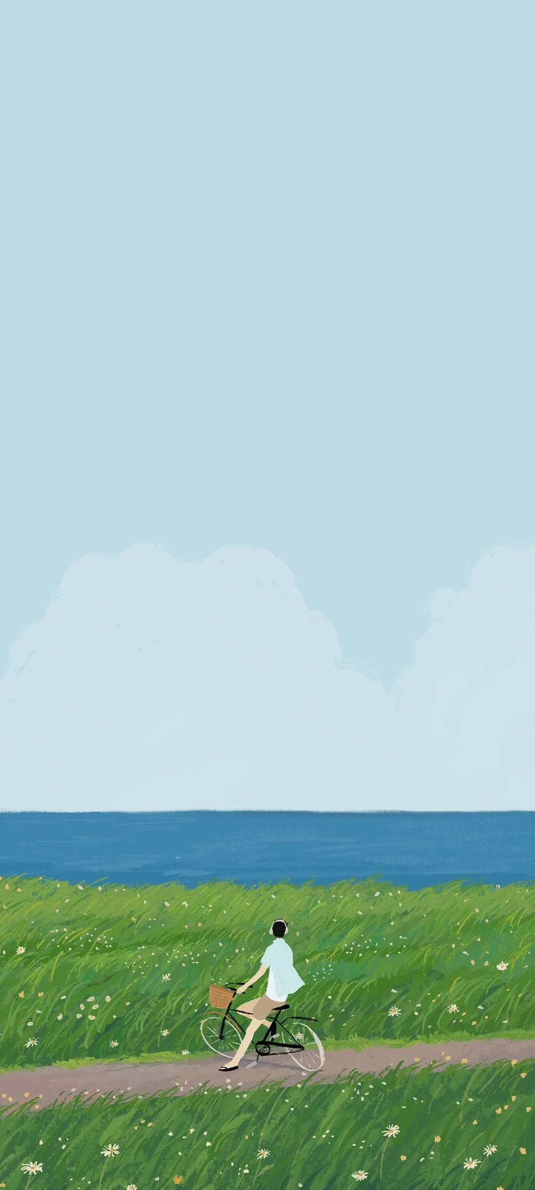 简单好看的水彩笔壁纸,好看清新的蓝色壁纸