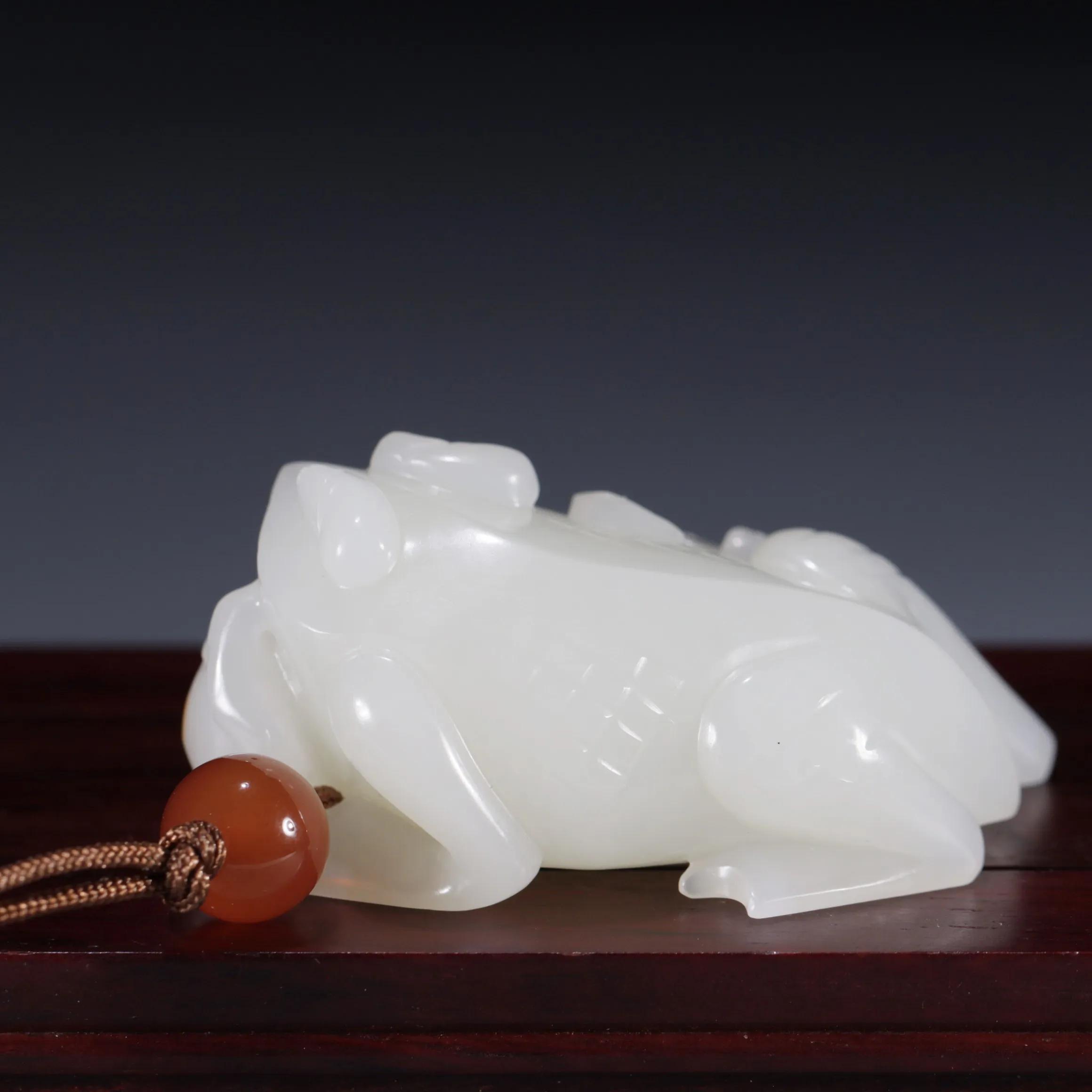 清代和田玉刘海戏金蟾手把件,和田玉金蟾手把件咋穿绳