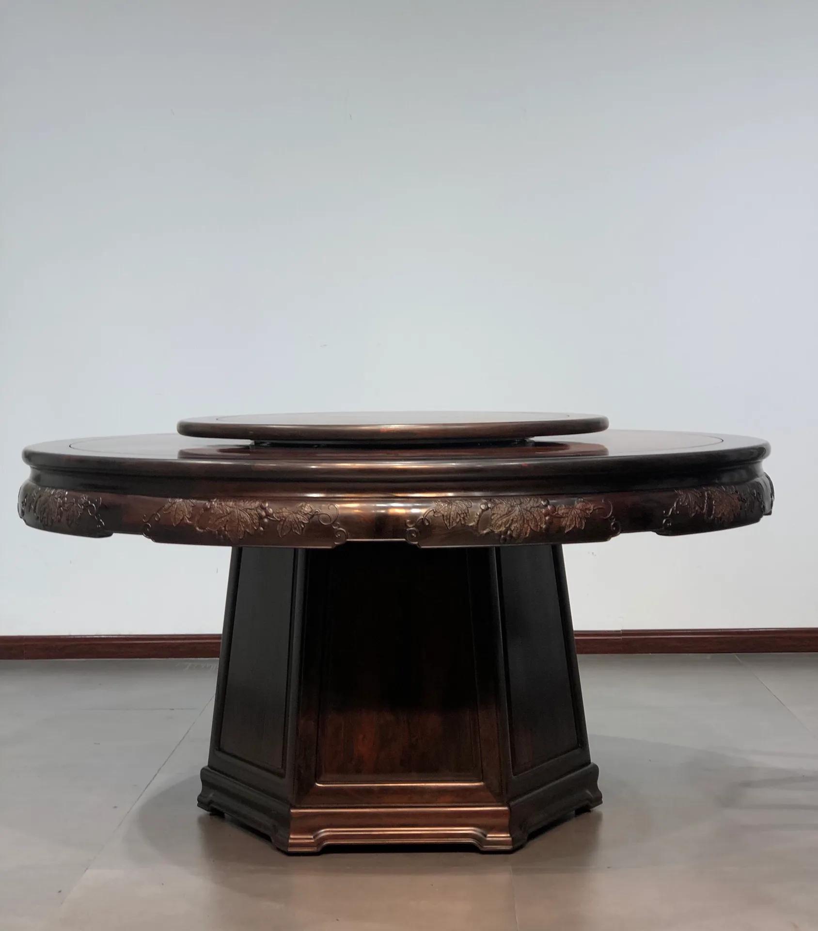 大红酸枝圆餐桌七件套,大红酸枝圆餐桌价格