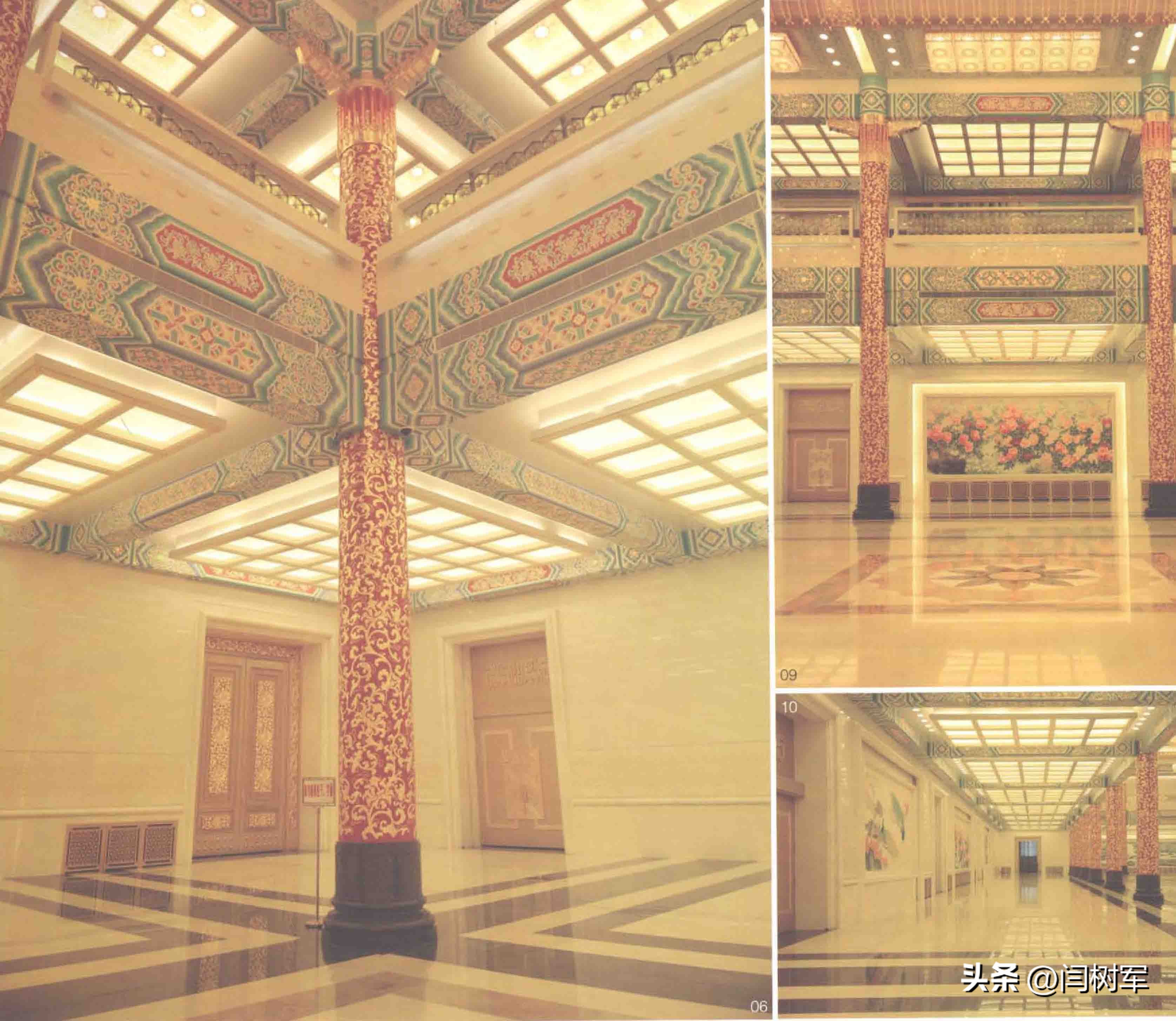 大会堂金色大厅柱子,林徽因设计天安门广场