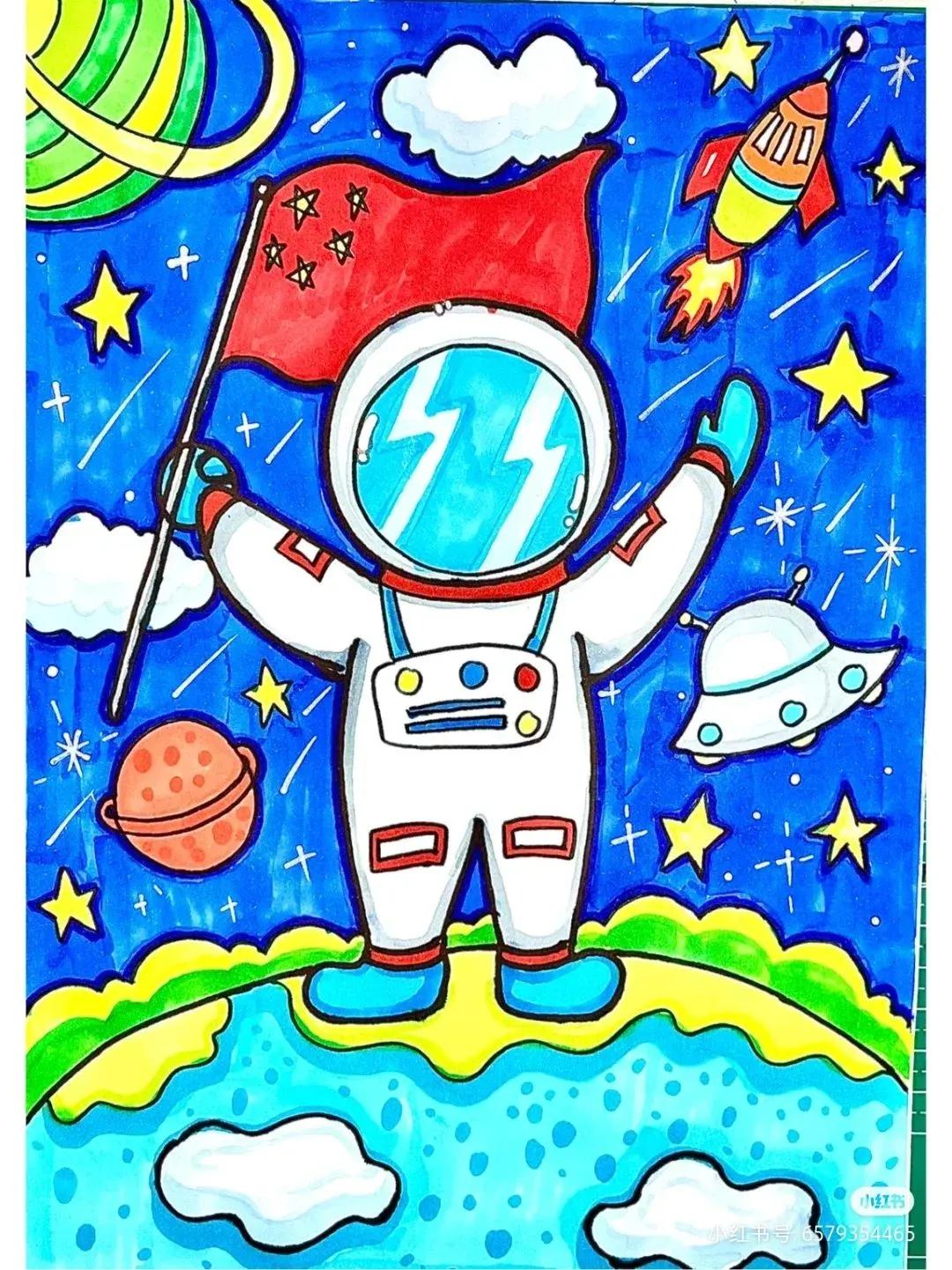 关于中国航天科技创新的绘画,描绘中国航天未来发展绘画