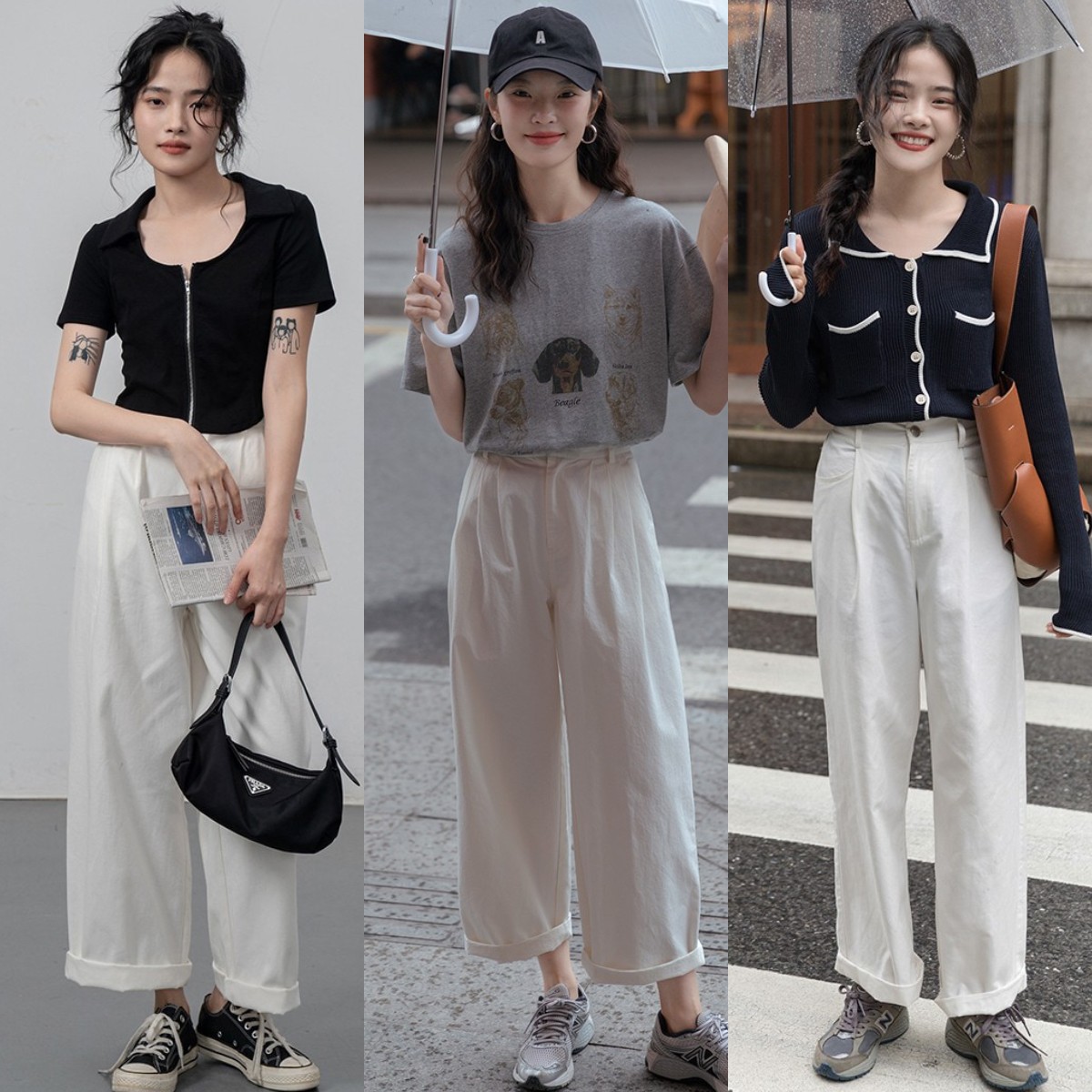 偏白色系裤子怎么搭配,夏白色裤子的穿搭方法