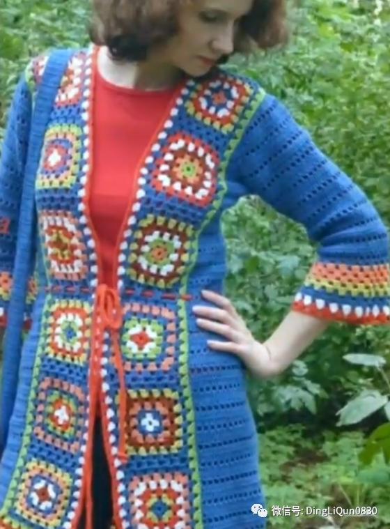 针织开衫作品,带帽针织衫开衫外套彩线