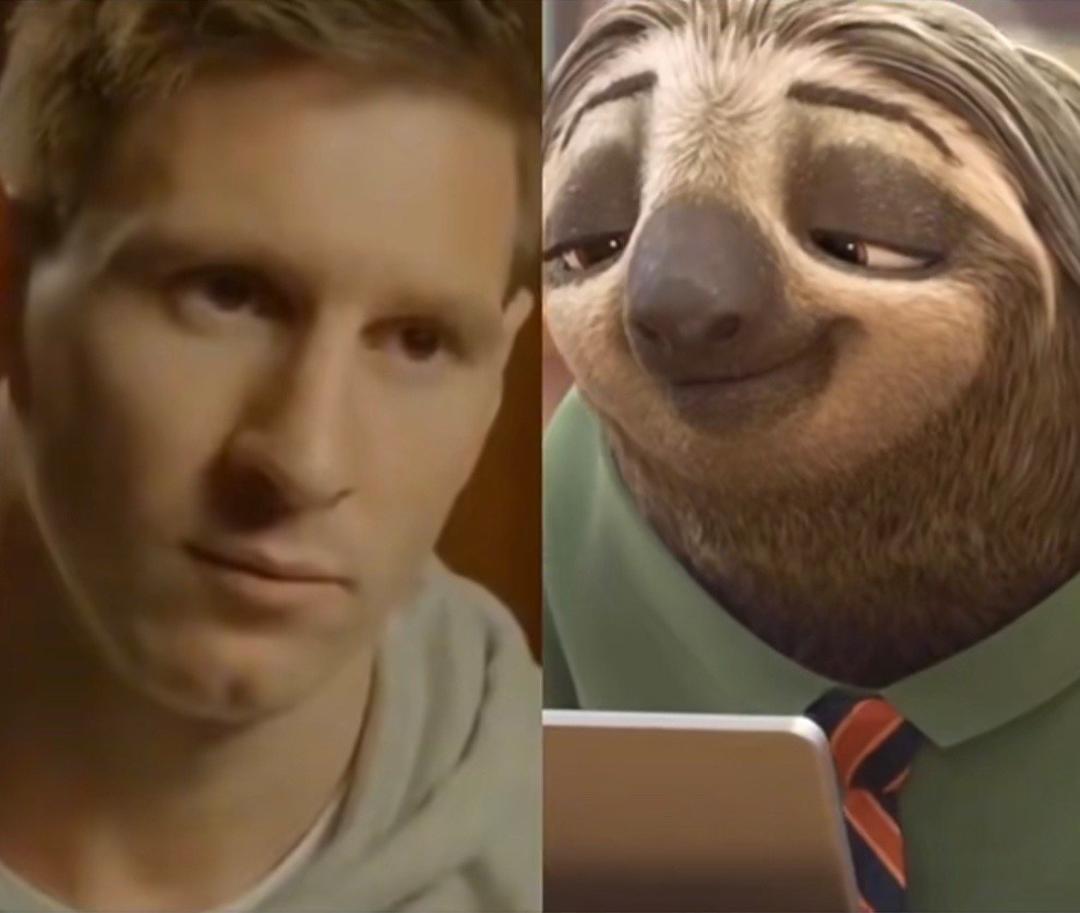 梅西撞脸卡通人物,梅西看到撞脸小罗