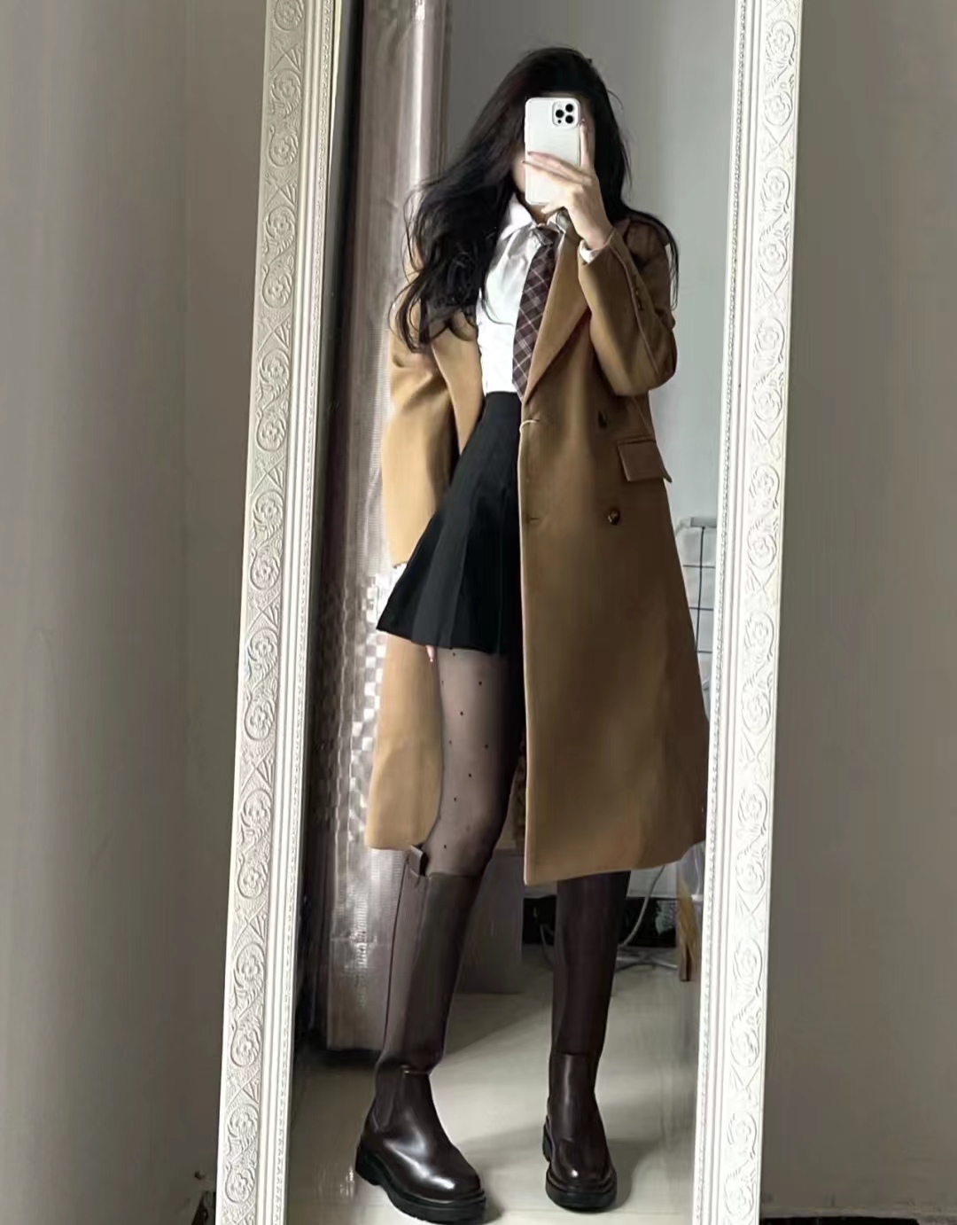 好穿又好搭时尚长筒宽靴,棕色长筒靴子女2022爆款洋气气质