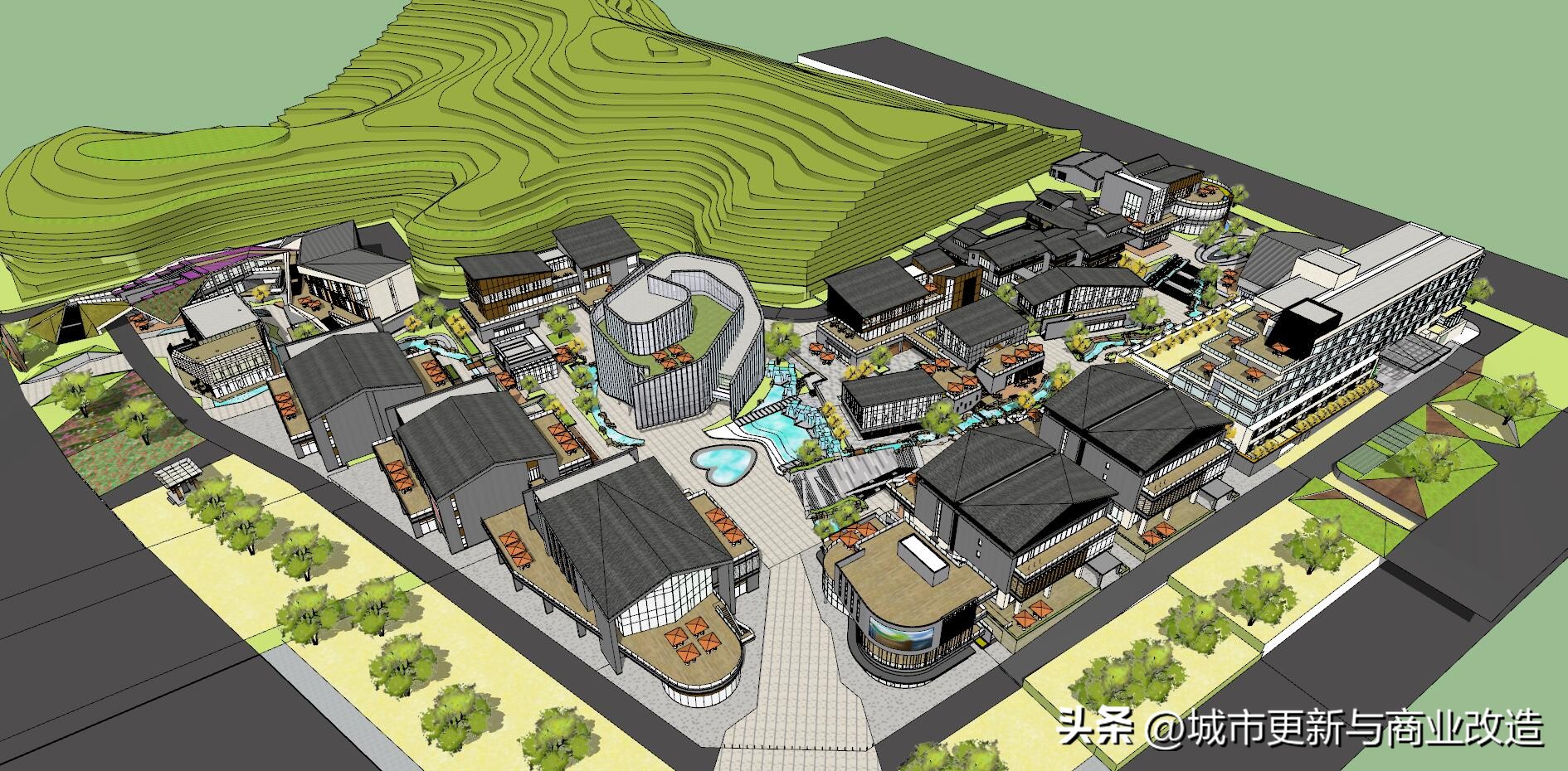 商业街区建筑设计平面图,商业街建筑设计手绘图