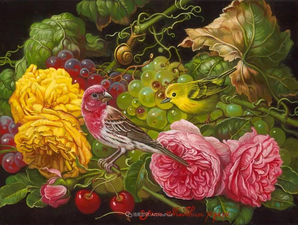 有关爱情的花鸟油画作品,北欧轻奢风格油画作品